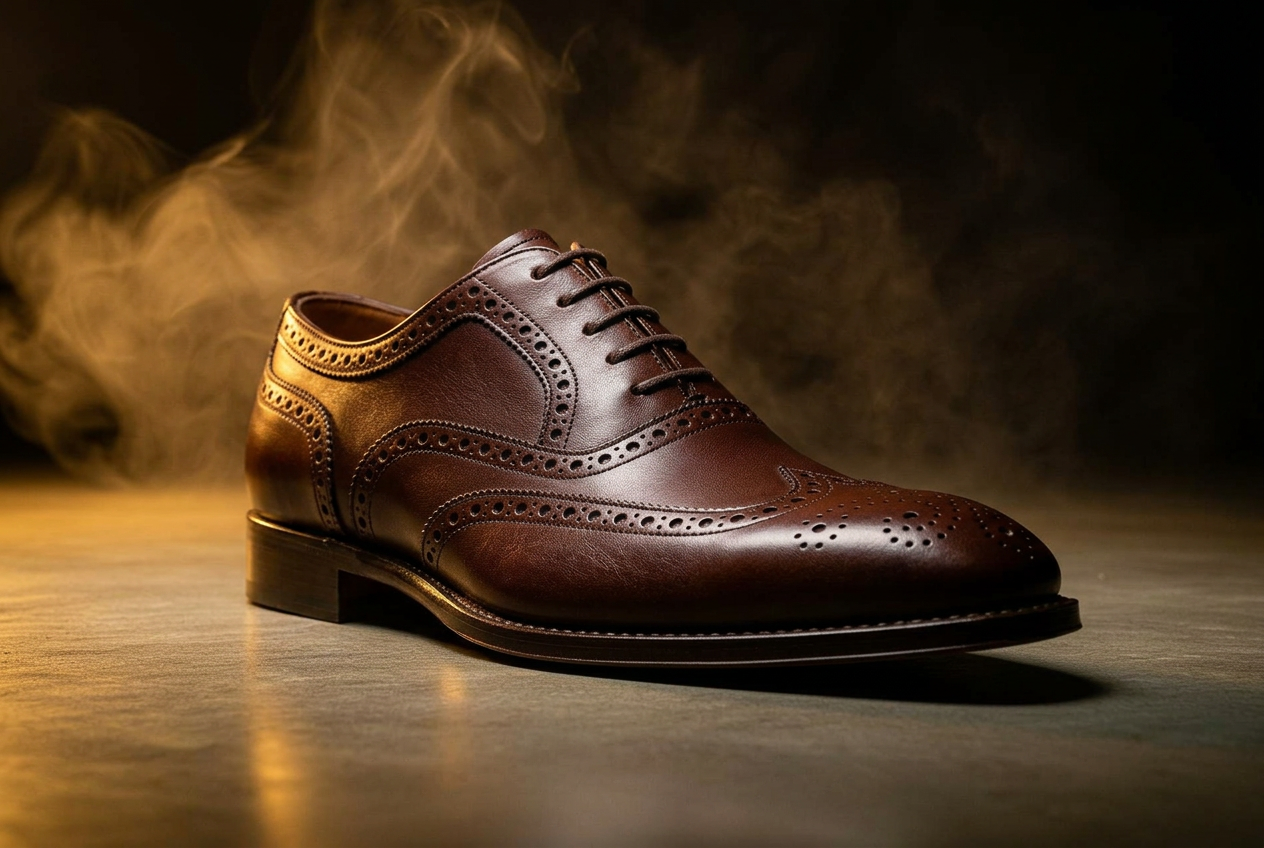 The Edlaro derby in dark tobacco leather